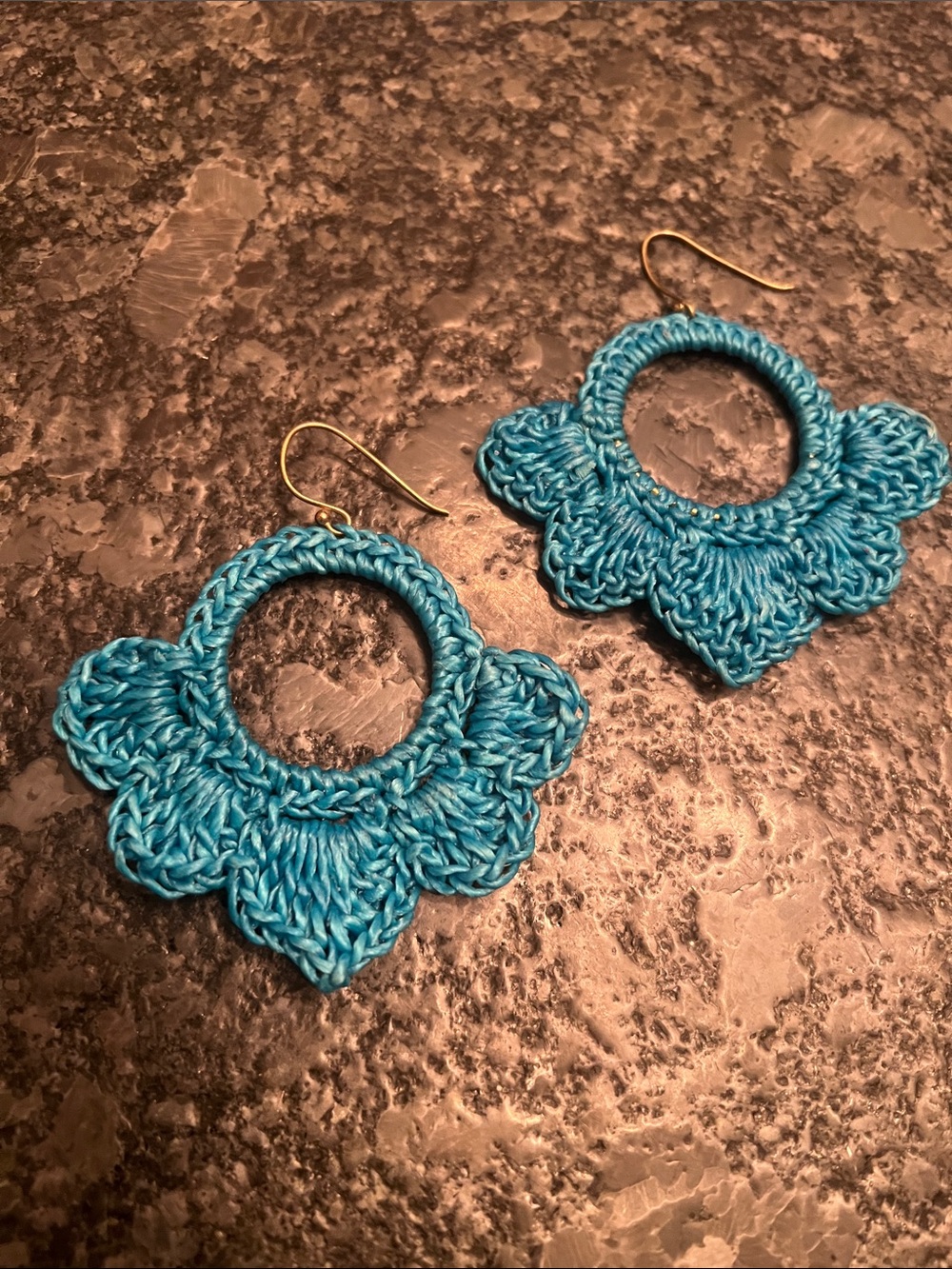 Teal Crochet Dangle Lightweight Earrings